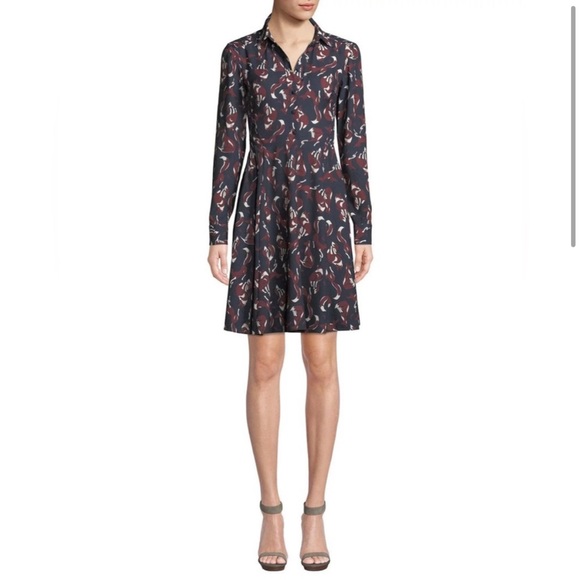 KATE SPADE Navy Smocked Fox Print Long Sleeve Pippa Middleton Shift Dress Sz 4 - Picture 12 of 16